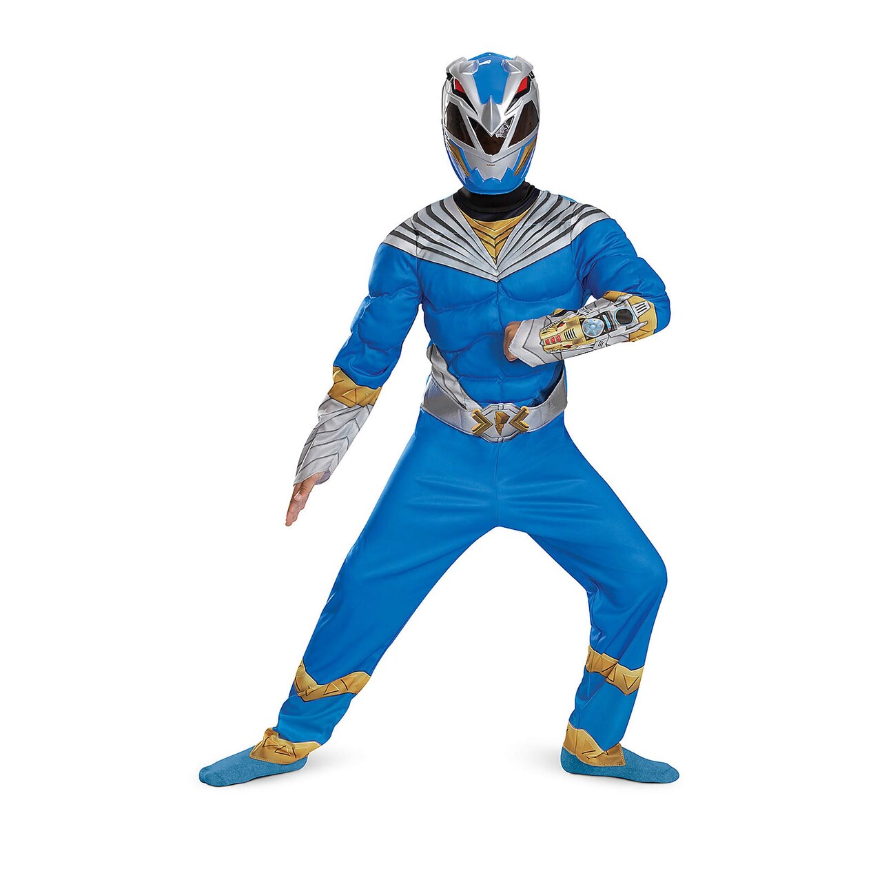 Kids Blue Ranger Costume Cosmic Fury Power Rangers Muscle Jumpsuit with Mask Large 10-12